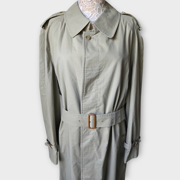 SOLD❤️Burberrys' 46 Mint Regular Mens Long Trench Coat Plaid Lined - Picture 5 of 15